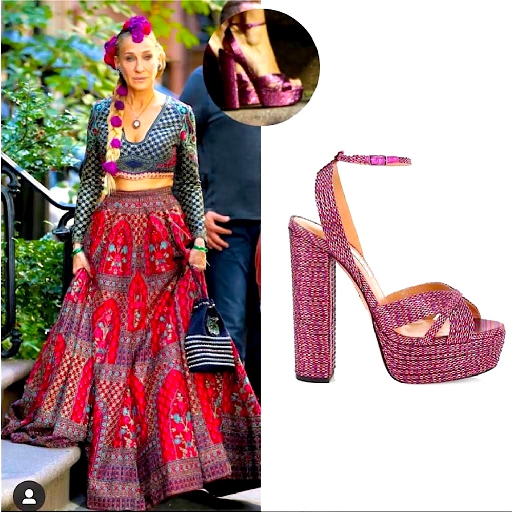 Aquazzura Sundance Plateau Metallic Platform Sandals